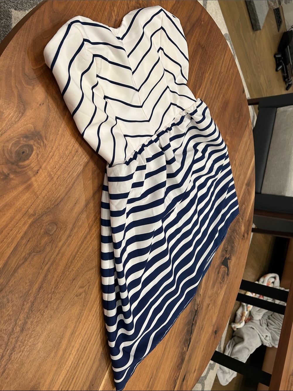Trixxi Navy and White Striped strapless y2k dress